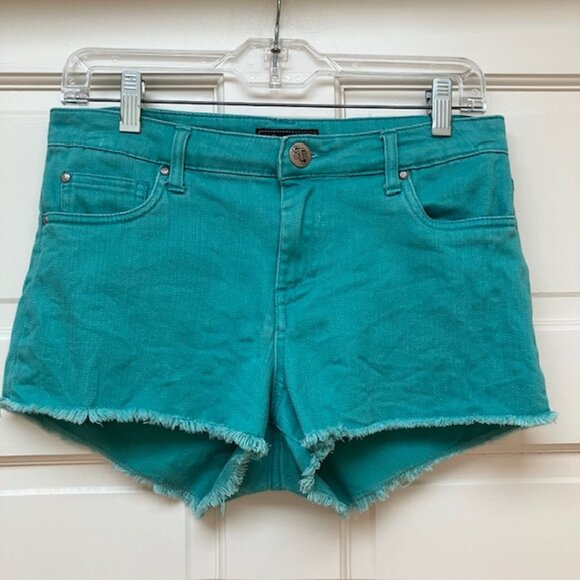 STS  Blue Teal denim shorts with raw edge size 5 - Picture 1 of 8